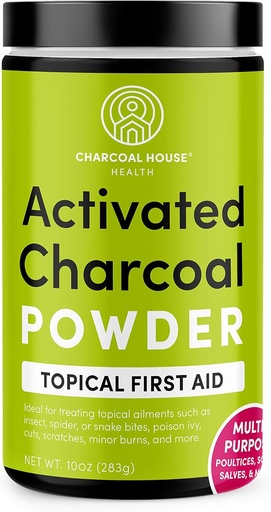 [BRSWIZYCCAPRE2A5] Charcoal House Hardwood Activated Charcoal Powder - Topical First Aid for Making Charcoal Poultices, Charcoal Foot Soaks, Charcoal Baths & More! - 10oz