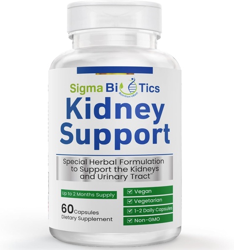 [BRSRAH34PMFAOYI3] Sigma Biotics Kidney Support Supplement - Herbal Supplements for Kidney Care and Urinary Health - Vegan, Non-GMO Formula with Cranberry, Astragalus, and Juniper Berry - 60 Capsules