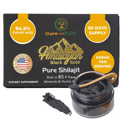 [BRSROZYQOEHQEHTV] Cure wid Pure Himalayan Shilajit for Men & Women – 94.5% Fulvic Acid Resin, 500 mg 60 Servings – USA Lab-Tested Organic Adaptogen for Energy, Vitality & Hormonal Balance
