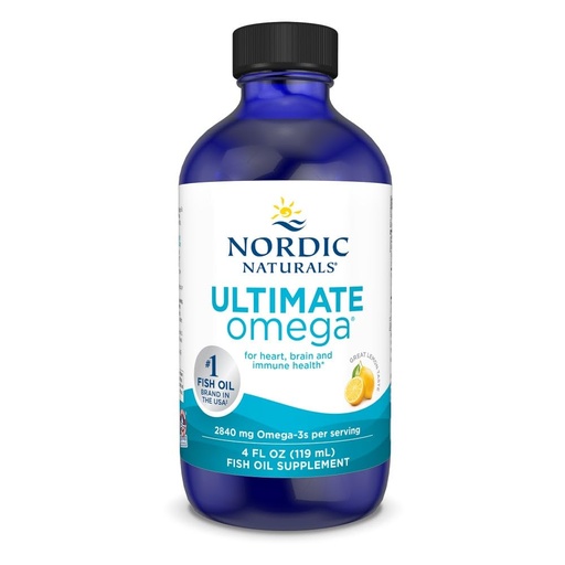 [BRSWIYA6C4FBQHQV] Nordic Naturals Ultimate Omega Liquid, Lemon Flavor - 4 oz - 2840 mg Omega-3 - High-Potency Fish Oil Supplement with EPA & DHA - Promotes Brain & Heart Health - Non-GMO - 24 Servings