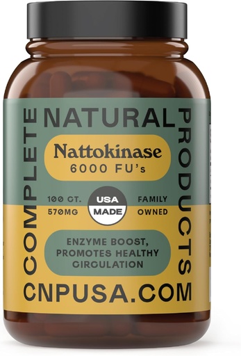[BRSRMGQPPMNREHTG] Complete Natural Products Nattokinase Capsules - 100 Count 570Mg 6000Fu'S, Support Healthy Circulation, Natto Enzymes, Gluten Free, Pure Soy Enzyme, Vegan, Non-GMO