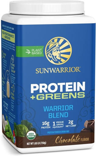 [BRSRMBQTOR5QGDYV] Organic Protein Greens Superfood Powder | Vegan Plant-Based Organic Protein Powder Chocolate Flavored with BCAA Amino Acids & Superfood Blend | Non-GMO Soy Dairy & Gluten Free (Chocolate, 30 Servings)