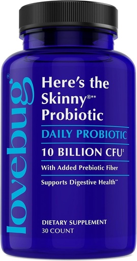 [BRSWKYABB55AKCTO] LOVEBUG Skinny Prebiotics and Probiotics for Women Digestive Health & Immune Support - 10 Billion CFU Probiotic Strains Gut Health, Gas, Constipation & Bloating, 30ct