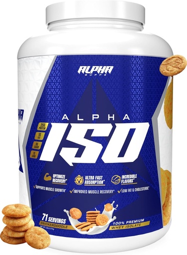 [BRSROHT4BMAR4CLZ] Alfa Supps ISO, baixo carboidrato 100% Whey Protein Isolate Pó, 25 gramas por serviço, ajuda a apoiar o crescimento muscular, baixo açúcar e sem glúten (Snicker Doodle, 5 lb)