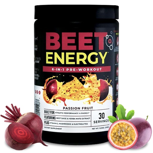 [BRSWGYY6AAMBM3TO] Nutrology Beet Energy O2 Pre Workout Beet Juice Powder - Boost Energy, Endurance & Nitric Oxide with Beet Powder Yerba Mate Adaptogens & Electrolytes - Passion Fruit Flavor, 30 Servings