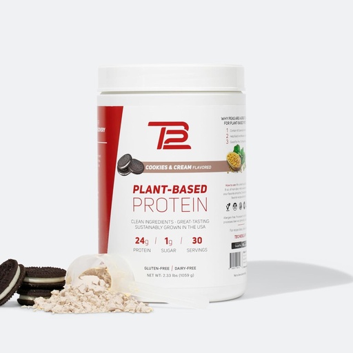 [BRSW2CAZBUFBUE33] TB12 Plant Based Protein Powder by Tom Brady, 24g of Vegan Pea Protein, Low Sugar, Low Carb, Non-GMO, Meal Replacement, Keto Friendly, Paleo, Sugar Free, Cookies and Cream Flavor (30 Servings)