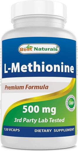 [BRSWGZYCBUCQK33K] Bedste Naturals L- methionin 500 mg 120 Veggie kapsler