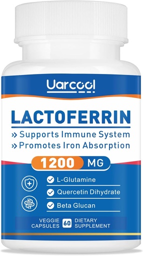 [BRSRAAANOJ6QAGT6] Lactoferrin Supplement 1200mg для здорового імунітету-Gluten-Free, Вегетаріанський - 60 Softgels