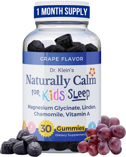 [BRSRAYL7O4HWAH3G] Calm Gummies for Kids with Magnesium Glycinate, Chamomile & Linden – Kids Multivitamin Gummies for Sleep, Concentration, Daily Wellness & Routine Balance – Sugar-Free Grape Flavor, 30 Count by Rhoziva