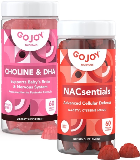[BRSRAYALOQJWAA3F] GOJOY NATURALS NAC 600mg + Choline & DHA Gummies Bundle - Nutritional Support for Daily Wellness