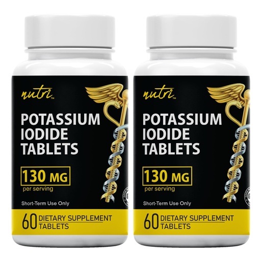 [BRSROA32CIIA4H3G] Nature's Fusions Potassium Iodide Tablets (Pack of 2) 130mg - 120 Tablets EXP 10/2032 - YODO Naciente - KI Pills - Yoduro de Potasio