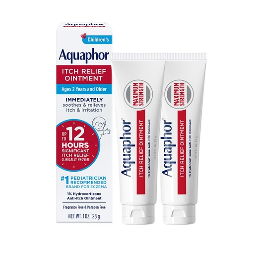 [BRSW2AAQOYDR6ETD] Aquaphor Uşaqlar Itch Daxili Ointment, 1% Hidrokortisone Anti Itch Ointment Skin Irritation, Arıqlar, Psoriasis, Skin Rashes Ekzema & Zehir Ivy, Fragrance Free, 1 Oz Tube, 2 Paketi