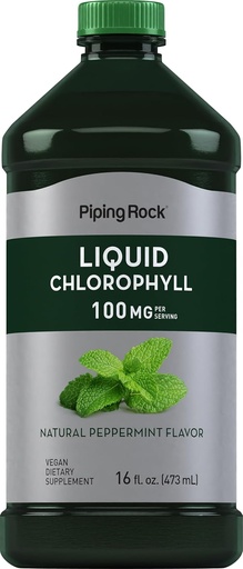 [BRSWECQEDIFQ23TG] Piping Rock נוזל Chlorophyll 100 מ"ג | 16 oz | Mint Flavor | עבור נשים וגברים | טבעוני, non-GMO, וגלוטן חינם פורמולה