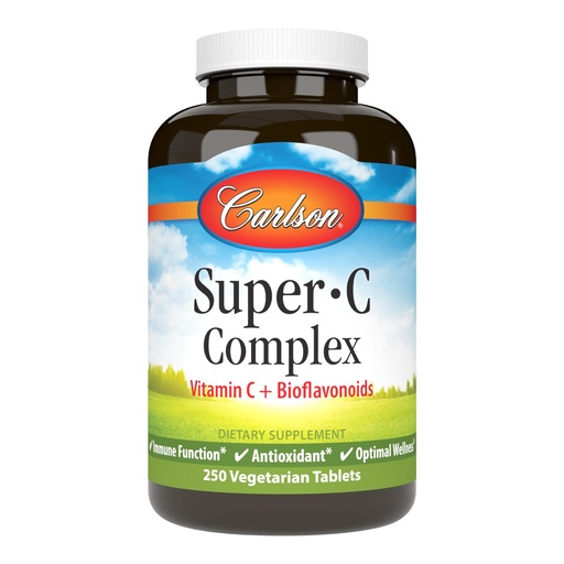 [BRSWECQ2BB5AAAI3] Carlson - Super-C Complex, Vitamin C + Bioflavonoids, Immune Function & Optimal Wellness, Antioxidant, 250 Vegetarian Tablets