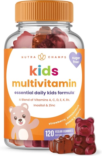 [BRSW2BL2CUFGKYLX] NutraChamps Kids Multivitamin Gummies ← Sugar Free 120 Gummy Vitamins for Kids ← Vegan &amp; Non-GMO ← Strawberry, Passionfruit, Peach & Cherry