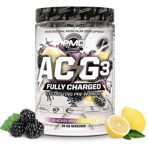 [BRSROBQEDEOQ4GTJ] PMD Sports ACG3 Fully Charged - Electrifying Pre Workout Powder - High Energy & Pump Pre Workout for Men and Women to Maximize Focus, Endurance & Performance - BlackBerry Lemonade (30-60 Servings)