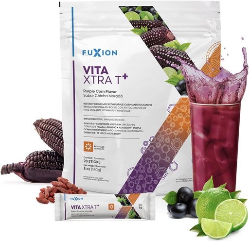 [BRSW2CTQCIJW2YLD] FuXion Health Care for Bodybuilding-Fuxion Vita Xtra T, boisson naturelle de caféine, toutes les herbes et fruits naturels pour l'énergie naturelle (Vita Xtra T, 28 bâtons)