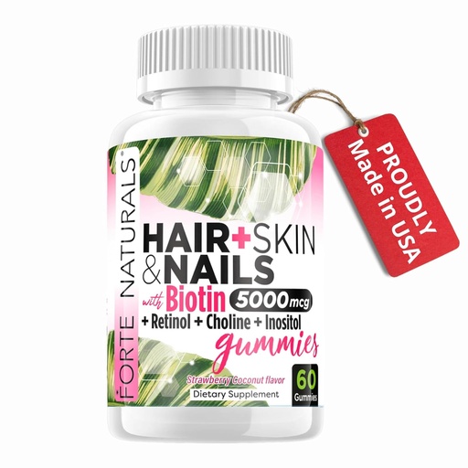 [BRSWYCQHA4FQ2ADV] Mie Biotin Berkembang Rambut untuk Perempuan, Rambut Skin & Nails Vitamin, 5000mcg Biotin, Dibuat di Amerika Serikat, Iodin untuk Nail Fungus, Choline Inosiol Suplemen, Biotina Gomitas para el Cabello