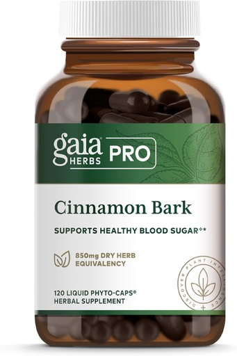 [BRSRMBQEC4AWGFLD] Gaia Herbs Pro Cinnamon Bark - Supports a Healthy Metabolism - Organic, Vegan, Soy-Free & Gluten-Free - 120 Liquid Phyto-Caps (120 Servings)