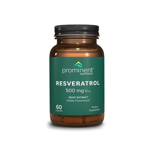 [BRSRMGTQOQGWMCI7] Prominent Nutrition Resveratrol Supplement, Anti-Aging and Immune Support, 98% Pure Trans-Resveratrol Supplement, 500 mg, 30 Day Supply - 1 Pack