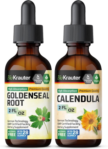 [BRSRAGI5PIPWK23Z] BIO KRAUTER Goldenseal Βάμμα 2 Fl. Oz. & Calendula Βάμμα 2 Fl. Oz.
