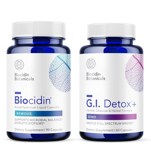 [BRSW2GALPMDRQHI2] Biocidin Capules and GI Detox+ Binder Bundle - Supports Dismantling of Biofilms, Healthy Detoxification and Full-Body Cleansing with Botanicals, Zeolite, and Activated Charcoal