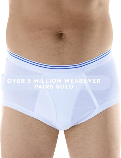 [BRSWIBT7AEABKED6] Wearever Incontinence Underwear for Men - Reusable & Washable Men's Bladder Control Briefs with Regular Absorbency - Leak Proof Underwear 150 ml (Single Pair) (White) (3XL) (Waist 46-48)