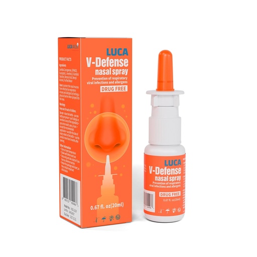 [BRSROYD3OB7BA2D4] LUCA V-Defense™ Nasal Spray with Lambda Carrageenan, Menthol, and Eucalyptol – Drug-Free Nasal Congestion Relief – Moisturizes Nasal Passages and Reduces Contaminant Adhesion – 0.67 fl oz (200 Sprays)