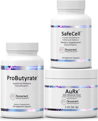 [BRSROGAFO4BGCCLB] Tesseract Medical Research ProButyrate Gut Health Supplement & SafeCell S-Acetyl Glutathione Supplement & AuRx Autism Spectrum Medical Food Powder