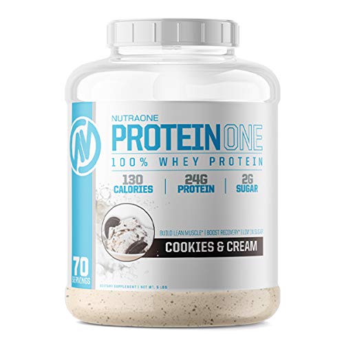 [BRSWGAIECMFBQ2DU] NutraOne ProteinOne Whey Protein Promote Recovery and Build Muscle with a Protein Shake Powder for Men & Women (Cookies & Cream, 5 LB)