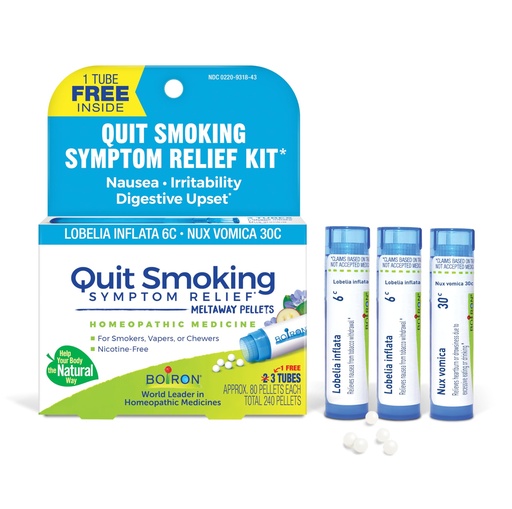 [BRSROGQOOIHA2F3H] Boiron Quit Smoking Relief Kit for Nicotine Symptoms from Smoking, Vaping, or Chewing â€“ Nausea, Irritability, & Upset Stomach â€“ Non-Drowsy & Nicotine-Free â€“ 3 Count (240 Pellets)