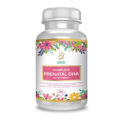 [BRSRAFL6B4FWEA3F] ACTIF Complete Prenatal DHA with 1500mg Omega-3, 100% Natural, Organic DHA, EPA – Non-GMO, 90 Count
