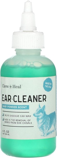 [BRSW2BL2O4PBOE3X] Chew + Heal Dog Ear Cleaner Solution | 4 oz Dropper | Pet Ear Wash for Dogs & Cats Infekzioak saihesteko eta Kendu Wax | Soothing Aloe, Witch Hazel & Tea Tree Oil | Gentle, Vet onartutako formula