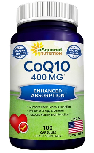[BRSWECQ2C55QGGTX] aSquared Nutrition CoQ10 (400mg Max Strength, 100 Veggie Capsules) - High Absorption Coenzyme Q10 Powder - Ubiquinone Supplement Pills, Extra Antioxidant CO Q-10 Enzyme Vitamin Tablets, Coq 10 400 mg