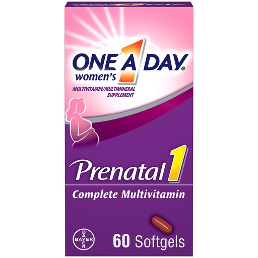[BRSWIHT5OYBAM2DO] One A Day Women's Prenatal 1 Multivitamin Including Vitamin A, Vitamin C, Vitamin D, B6, B12, Iron, Omega-3 DHA & more, Tablet,Softgels, 60 Count - Supplement for Before, During, & Post Pregnancy