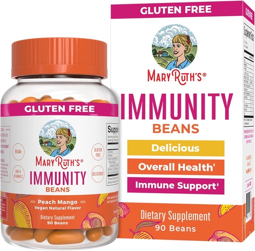 [BRSRMCAYOUJRSHY6] MaryRuth Organics Adult Immune Support Vita-Beans with Zinc and Vitamin C Supplement for Ages 14+ | Immunity Vitamins | Vegan, Non-GMO, Gluten Free | 90 Count