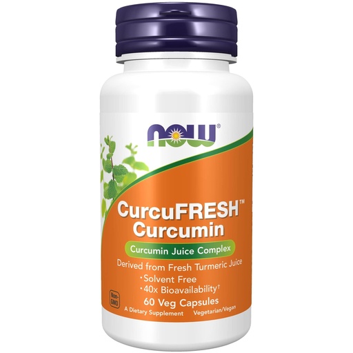 [BRSWECQNCABROETL] NOW Foods Supplements, CurcuFRESH™ Curcumin, Derived from Fresh Turmeric Juice, Curcumin Juice Complex, 60 Veg Capsules