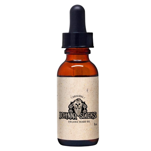 [BRSWYCDYBUNROAYY] Johnny Slicks Organic Beard Oil | Moisturizes, Reduces Dry Skin & Itch | US Made, Veteran Owned (Chemical-free w/Tea Tree, Jojoba, Coconut & Argan), Original
