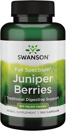 [BRSWIZQTOYBQOA3C] Swanson Juniper Berries Digestive Immune System Health Fiber Herbal Supplement 520 mg 100 Capsules (Caps)