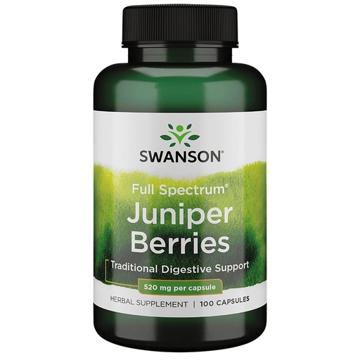 [BRSWIZQTOYBQOA3C] Swanson Juniper Berries, Digestive & Fiber 520 mg, 100 Capsules | Outstanding Antioxidant Support That Promotes a Healthy Water Balance and Digestive and Immune System Health