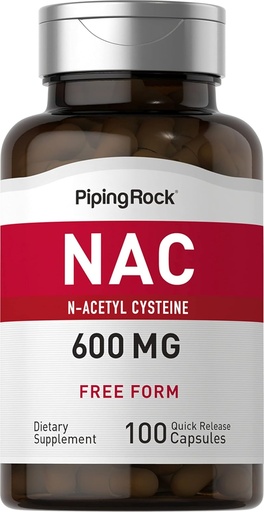 [BRSWIFDQAV4QCAA7] Piping Rock NAC Təhlükəsiz N-Aetyl Cysteine - 600mg | 100 Kapsüller / Pulsuz Form Pills / Qoca, Gluten Pulsuz