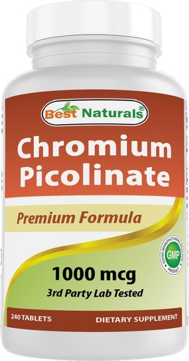 [BRSRMZYQOR7G22Y6] Best Naturals Chromium Picolinate 1000mcg 240 Tablets