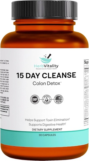 [BRSRAGA2AV7B4YD6] 15-Day Colon Cleanse - Detox & Gut Health Support med Probiotika, Aloe Vera, Licorice Root & Psyllium Husk - Understøtter fordøjelse, immunforsvar og nyresundhed for mænd og kvinder