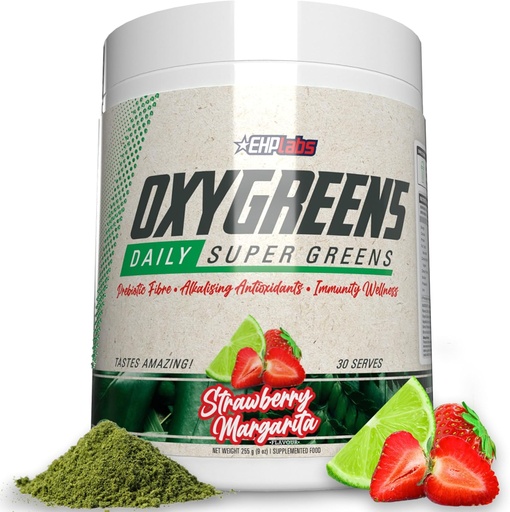 [BRSW2BIOOAOREFDV] EHP Labs OxyGreens Super Greens Powder - Spirulina & Chlorella Superfood, Green Juice Powder & Greens Suplimente cu fibre prebiotice, Antioxidanti & Imunity Support, 30 Serves (Strawb. ()