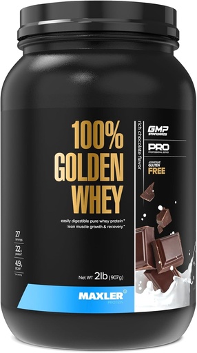 [BRSWYZYPOEHA2CLX] Maxler 100% de oro Whey - 22g de Proteína por Serving - Alta Proteína, Bajo Grado, Baja Carb, Perfil Aminoácidos Completa - Chocolate rico Proteína 2 lb