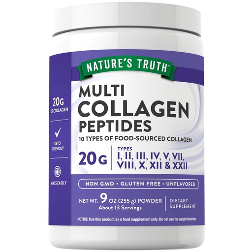 [BRSWGC33ORYQ4F3P] Nature's Truth Multi Collagen Peptide Complex Powder | 10 Types of Collagen | Unflavored | 9 0z | Keto Friendly, Non-GMO & Gluten Free Supplement