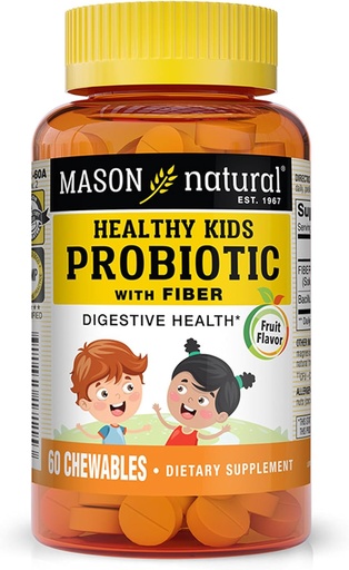 [BRSWIAT2BUJRMFTI] MASON NATURAL Healthy Kids Probiootti Fiber - Terve Ruoansulatuskyky, Parannettu Gut Health, 60 Chewables
