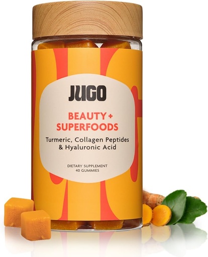 [BRSROBTRPMJWK3QU] JUGO Beauty + SUPERFOODS DESIGN 124; Hår hud negle supplement med Hyaluronsyre & gurkemeje 124; 40 Greve Plant- baserede Gummeer 124; Gelatin- fri, Non- GMO, Lavet i USA