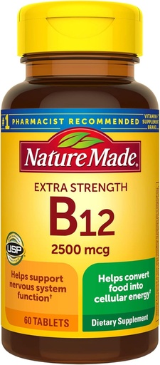 [BRSWKYQ3CB5Q2F3M] Extra Strength Vitamin B12 2500 mcg Tablets, 60 Count