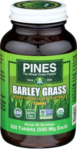 [BRSWIYTYO4HB62IZ] PINES Organic Barley Grass, 500 mg, 250 Count Tablets